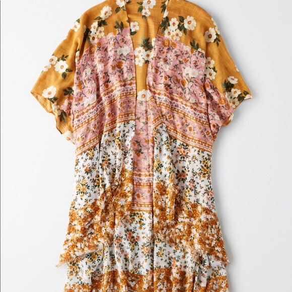 American Eagle Outfitters Tops - AE FLORAL PATCHWORK MIDI KIMONO